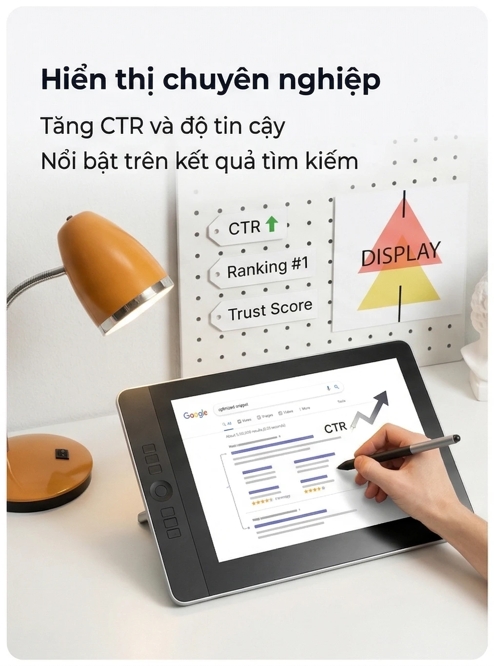 Hiển thị chuyên nghiệp Tăng CTR và độ tin cậy Nổi bật trên kết quả tìm kiếm