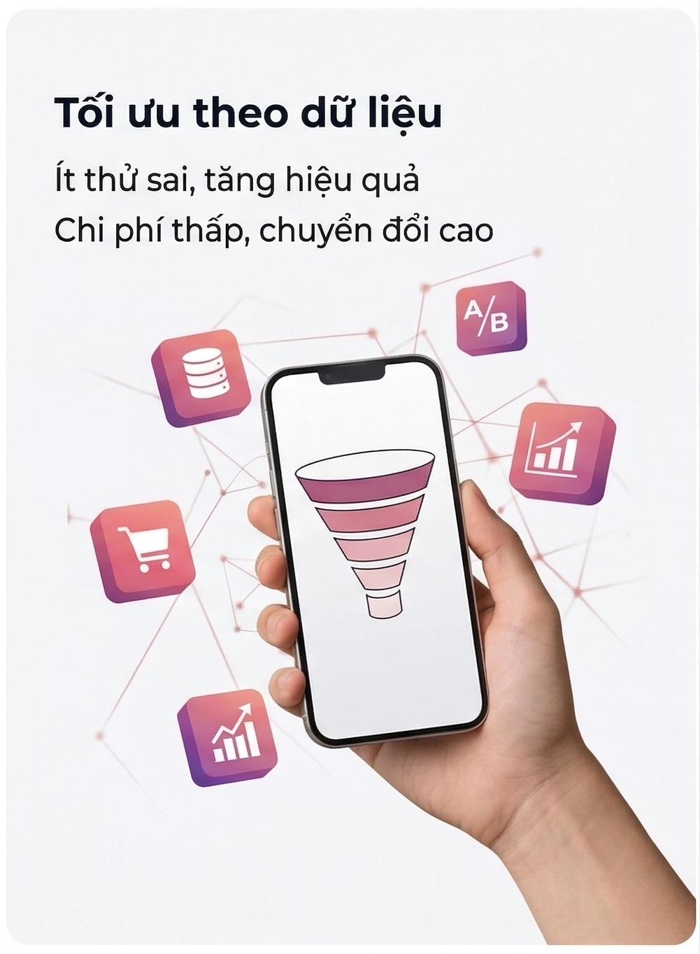 Tối ưu theo dữ liệu Ít thử sai, tăng hiệu quả Chi phí thấp, chuyển đổi cao