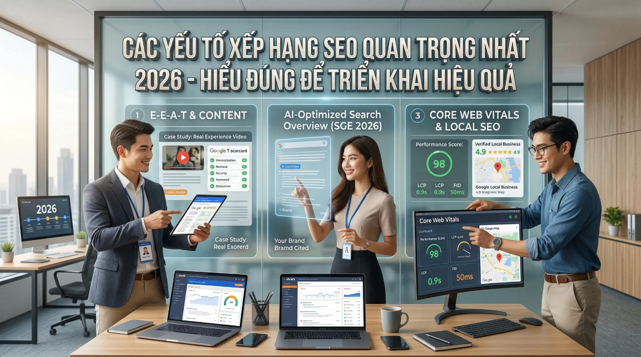 Các yếu tố xếp hạng SEO quan trọng nhất 2026 - Hiểu đúng để triển khai hiệu quả