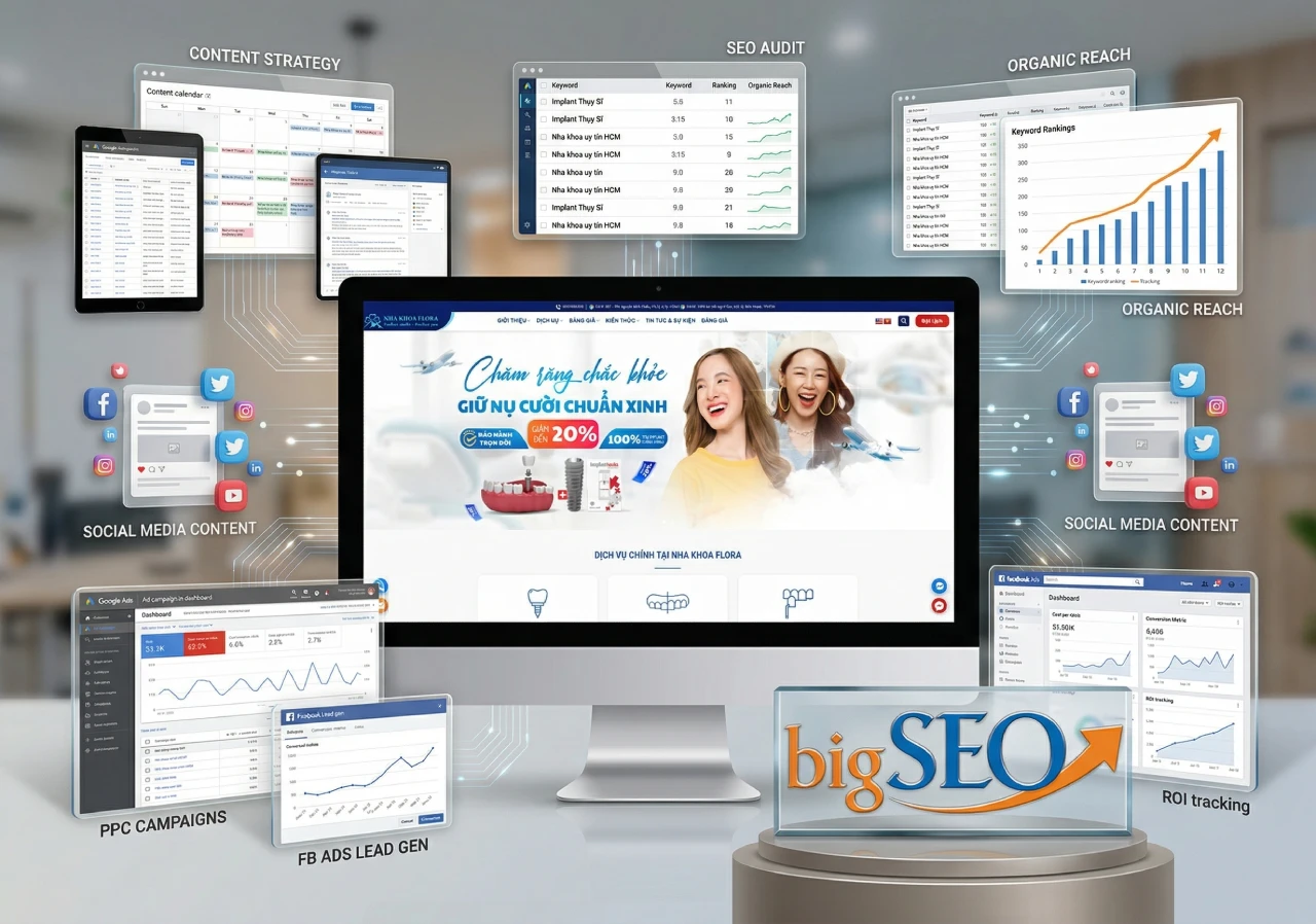 Dự án dịch vụ SEO tổng thể, dịch vụ Marketing tổng thể - Nha Khoa Flora